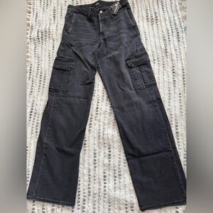 Express Washed Black Cargo Jeans